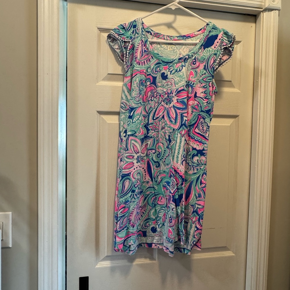 Lilly Pulitzer Pink and Blue Flutter Sleeve Sundress